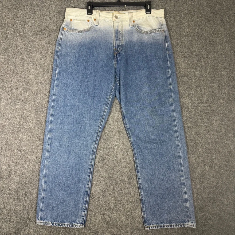 Levi's Wedgie Straight Jeans Men's 38x28 Blue Ombre Dip Dye Cotton Denim
